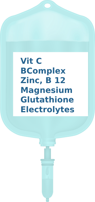 Drip: Vitamin C Magnesium B complex, Glutathione Electrolytes